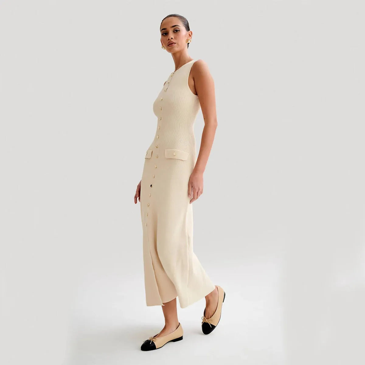 Elegant Simple Knitted Sleeveless Dress - Bellarte Enchanté Elegant Simple Knitted Sleeveless Dress